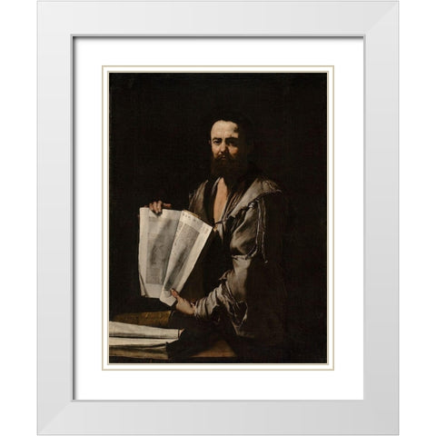 Euclid White Modern Wood Framed Art Print with Double Matting by de Ribera, Jusepe