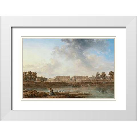 A View of Place Louis XV White Modern Wood Framed Art Print with Double Matting by Noel, Alexandre-Jean