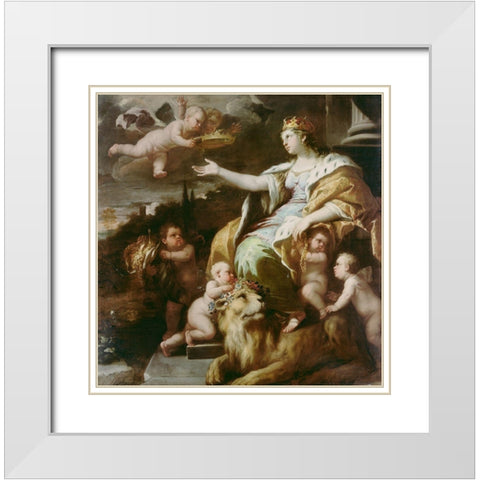 Allegory of Magnanimity White Modern Wood Framed Art Print with Double Matting by Giordano, Luca