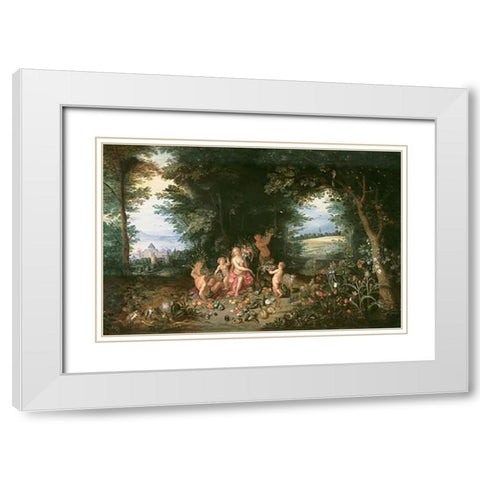 Landscape with Ceres (Allegory of Earth) White Modern Wood Framed Art Print with Double Matting by Brueghel, Jan II