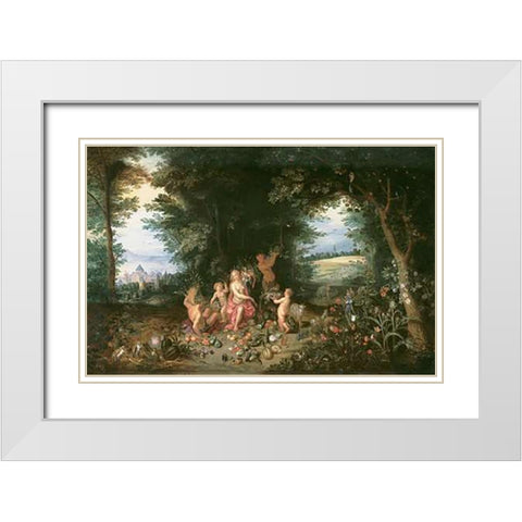 Landscape with Ceres (Allegory of Earth) White Modern Wood Framed Art Print with Double Matting by Brueghel, Jan II