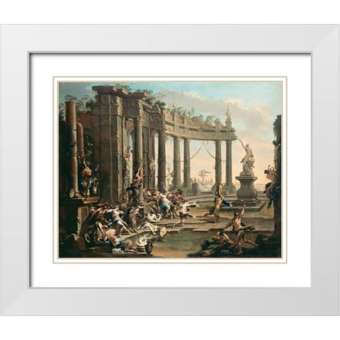 Bacchanale White Modern Wood Framed Art Print with Double Matting by Magnasco, Alessandro