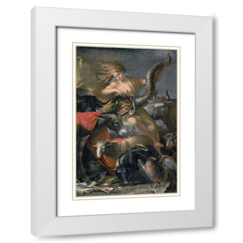 Allegory of Fortune White Modern Wood Framed Art Print with Double Matting by Rosa, Salvator