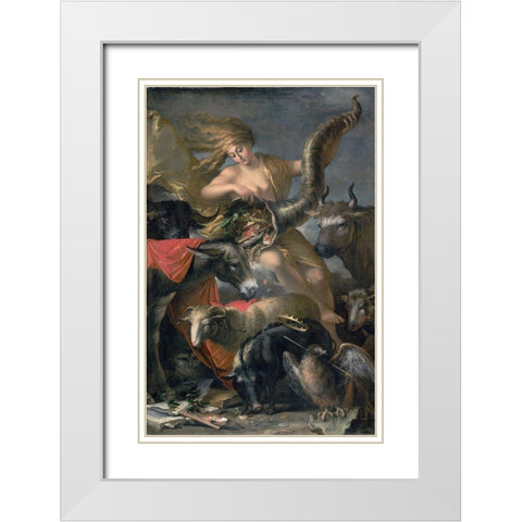 Allegory of Fortune White Modern Wood Framed Art Print with Double Matting by Rosa, Salvator