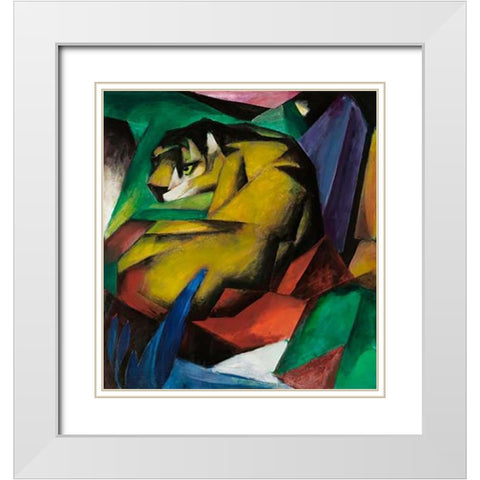 The Tiger, 1912 White Modern Wood Framed Art Print with Double Matting by Marc, Franz