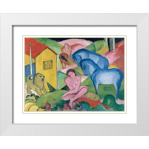 The Dream, 1912 White Modern Wood Framed Art Print with Double Matting by Marc, Franz