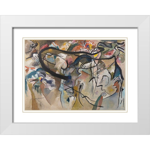 Composition V, 1911 White Modern Wood Framed Art Print with Double Matting by Kandinsky, Wassily