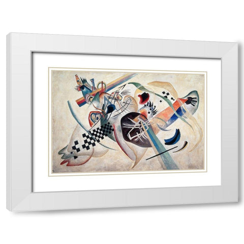 Composition 224 (On White), 1920 White Modern Wood Framed Art Print with Double Matting by Kandinsky, Wassily