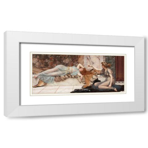 Mischief and Repose White Modern Wood Framed Art Print with Double Matting by Godward, John William