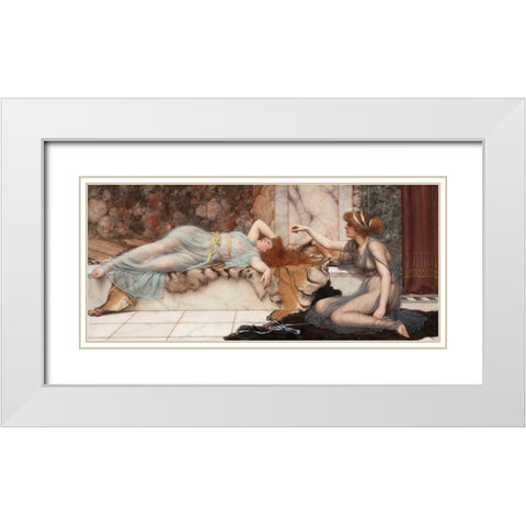 Mischief and Repose White Modern Wood Framed Art Print with Double Matting by Godward, John William