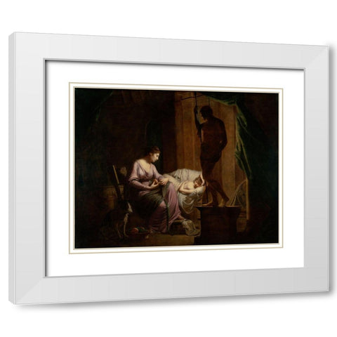 Penelope Unraveling Her Web White Modern Wood Framed Art Print with Double Matting by Wright, Joseph