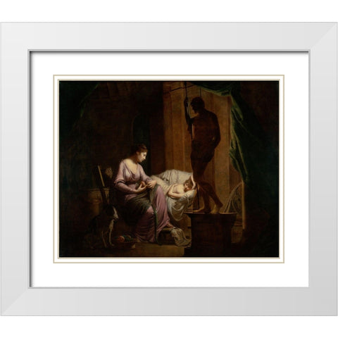 Penelope Unraveling Her Web White Modern Wood Framed Art Print with Double Matting by Wright, Joseph