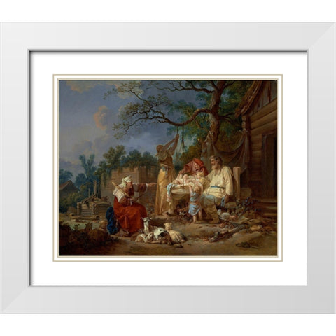 The Russian Cradle White Modern Wood Framed Art Print with Double Matting by Le Prince, Jean-Baptiste