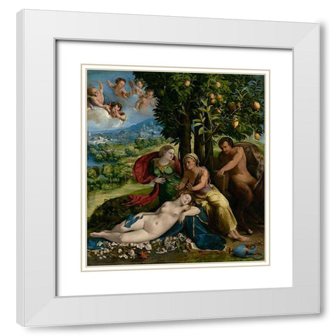 Mythological Scene White Modern Wood Framed Art Print with Double Matting by Dossi, Dosso