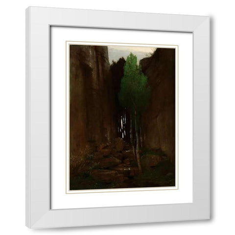 Quell in einer Felsschlucht (Spring in a Narrow Gorge) White Modern Wood Framed Art Print with Double Matting by Boulin, Arnold