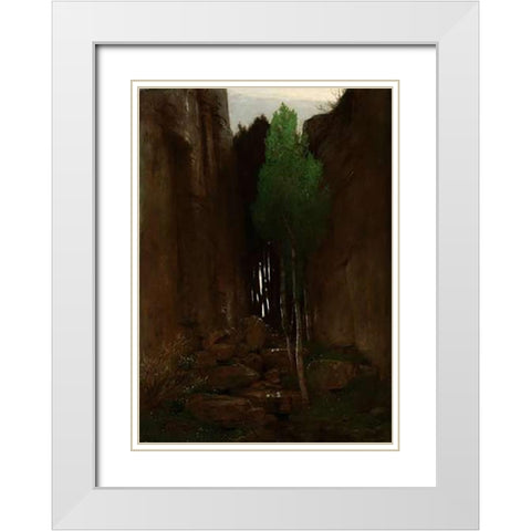Quell in einer Felsschlucht (Spring in a Narrow Gorge) White Modern Wood Framed Art Print with Double Matting by Boulin, Arnold