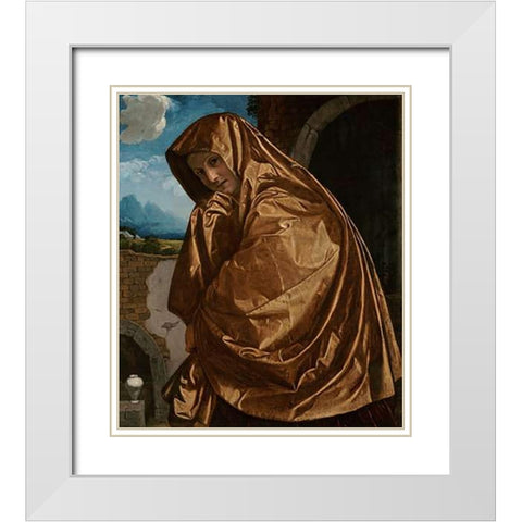 Saint Mary Magdalene at the SepulMuseume White Modern Wood Framed Art Print with Double Matting by Savoldo, Giovanni Girolamo