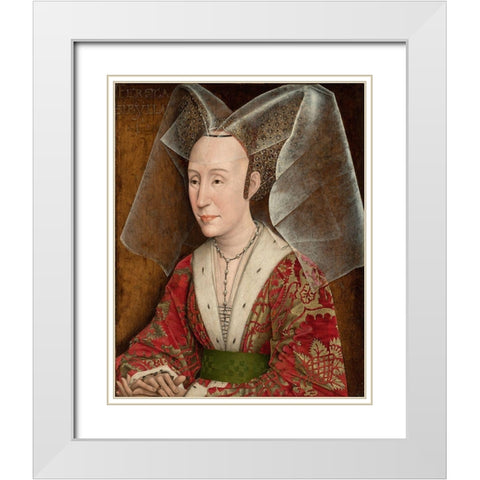 Portrait of Isabella of Portugal White Modern Wood Framed Art Print with Double Matting by Van der Weyden, Rogier
