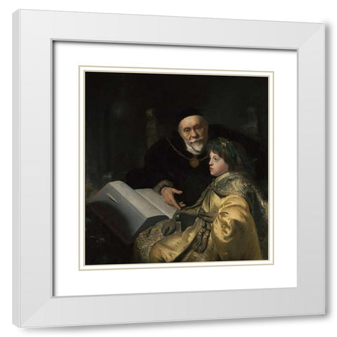 Prince Charles Louis of the Palatinate with his Tutor Wolrad von Plessen in Historical Dress White Modern Wood Framed Art Print with Double Matting by Lievens, Jan