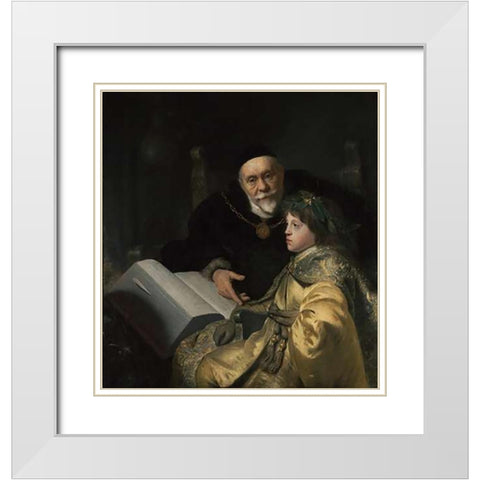 Prince Charles Louis of the Palatinate with his Tutor Wolrad von Plessen in Historical Dress White Modern Wood Framed Art Print with Double Matting by Lievens, Jan