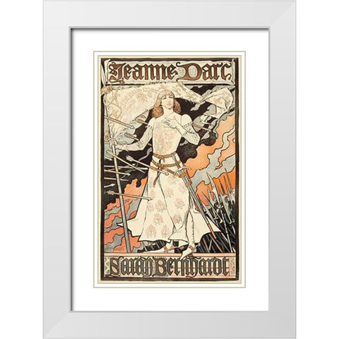 Jeanne dArc-Sarah Bernhardt White Modern Wood Framed Art Print with Double Matting by Grasset, Grasset