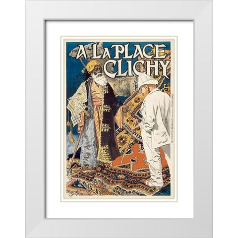A la Place Clichy White Modern Wood Framed Art Print with Double Matting by Grasset, Eugene Samuel