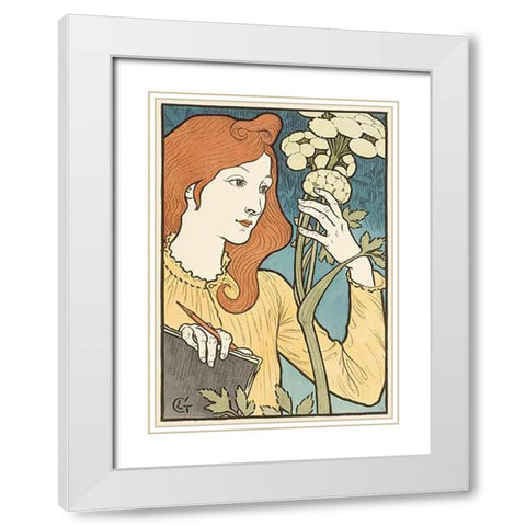 Salon des Cent White Modern Wood Framed Art Print with Double Matting by Grasset, Eugene Samuel