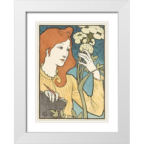Salon des Cent White Modern Wood Framed Art Print with Double Matting by Grasset, Eugene Samuel
