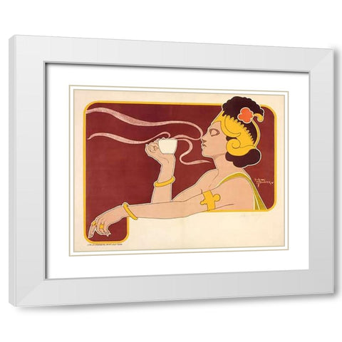 Rajah White Modern Wood Framed Art Print with Double Matting by Meunier, Henri Georges Jean Isidore