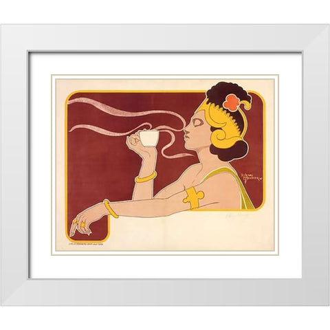 Rajah White Modern Wood Framed Art Print with Double Matting by Meunier, Henri Georges Jean Isidore
