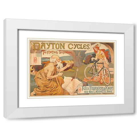 Dayton Cycles White Modern Wood Framed Art Print with Double Matting by Thiriet, Henry
