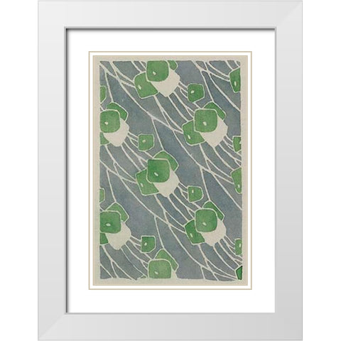 Green Geometric White Modern Wood Framed Art Print with Double Matting by Overbeck, Hannah Borger