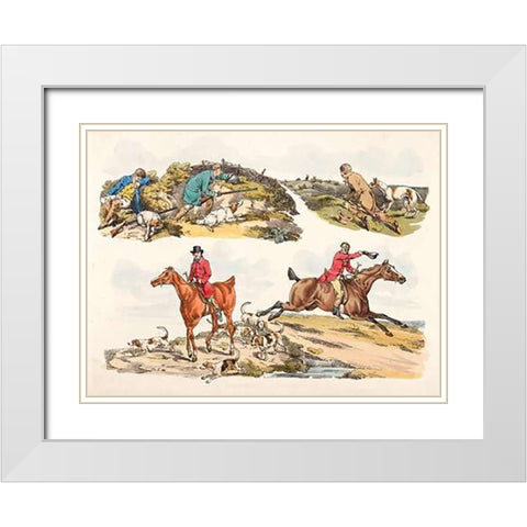 Hare Hunting, 1817 White Modern Wood Framed Art Print with Double Matting by Alken, Henry Thomas