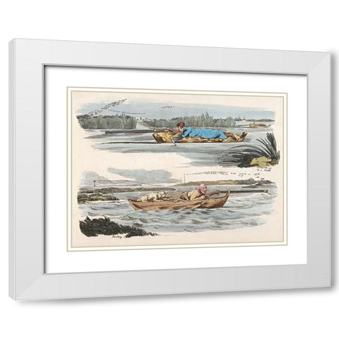 Fowling Working Up To A Wake And Panting, 1817 White Modern Wood Framed Art Print with Double Matting by Alken, Henry Thomas