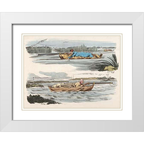Fowling Working Up To A Wake And Panting, 1817 White Modern Wood Framed Art Print with Double Matting by Alken, Henry Thomas