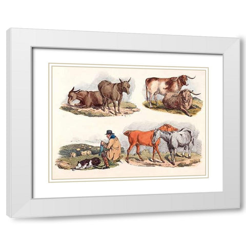 Knitting Shepherd, 1817 White Modern Wood Framed Art Print with Double Matting by Alken, Henry Thomas