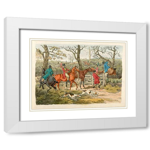 Sportsmen Within An Enclosure, 1817 White Modern Wood Framed Art Print with Double Matting by Alken, Henry Thomas