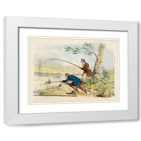 Fishing, 1817 White Modern Wood Framed Art Print with Double Matting by Alken, Henry Thomas
