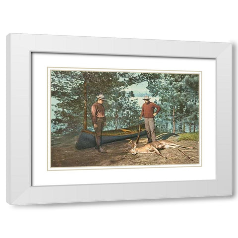 Hunting, Adirondacks, N.Y., 1898 White Modern Wood Framed Art Print with Double Matting by Detroit Publishing Co.