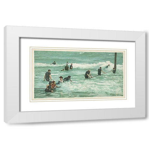 Surf Bathing, Palm Beach, Fla., 1898 White Modern Wood Framed Art Print with Double Matting by Detroit Publishing Co.