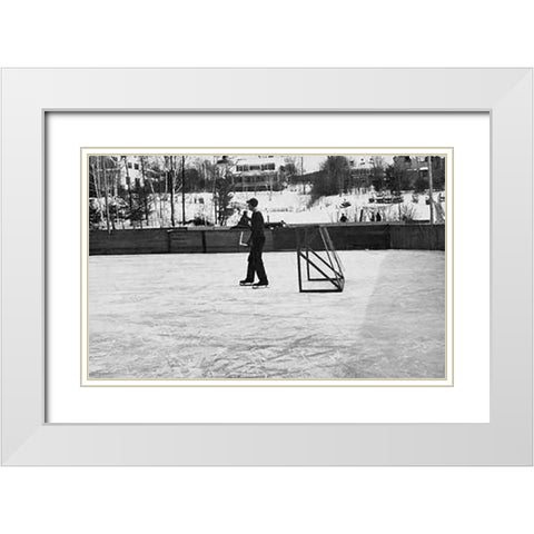 Winter Sports. Hanover, New Hampshire, 1936 White Modern Wood Framed Art Print with Double Matting by Rothstein, Arthur