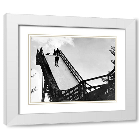 Ski Jump. Hanover, New Hampshire, 1936 White Modern Wood Framed Art Print with Double Matting by Rothstein, Arthur