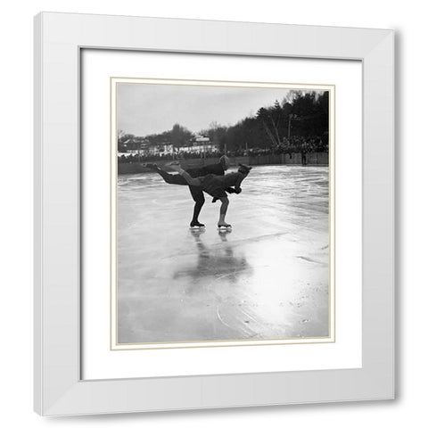 Winter Sports, Figure Skating. Hanover, New Hampshire, 1936 White Modern Wood Framed Art Print with Double Matting by Rothstein, Arthur