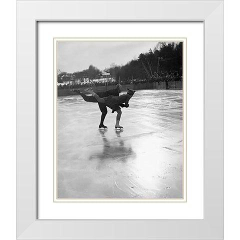 Winter Sports, Figure Skating. Hanover, New Hampshire, 1936 White Modern Wood Framed Art Print with Double Matting by Rothstein, Arthur