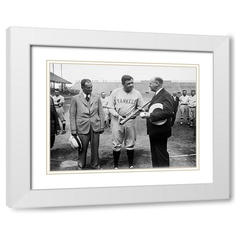Babe Ruth, 1928 White Modern Wood Framed Art Print with Double Matting by Harris and Ewing Collection