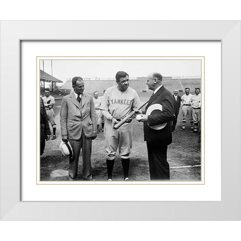 Babe Ruth, 1928 White Modern Wood Framed Art Print with Double Matting by Harris and Ewing Collection