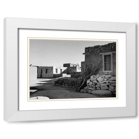Street and Houses - Acoma Pueblo, New Mexico - National Parks and Monuments, ca. 1933-1942 White Modern Wood Framed Art Print with Double Matting by Adams, Ansel