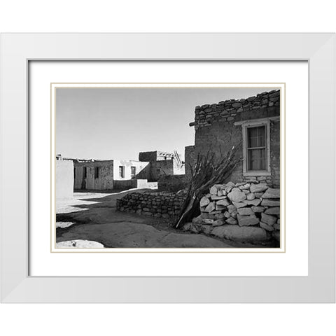 Street and Houses - Acoma Pueblo, New Mexico - National Parks and Monuments, ca. 1933-1942 White Modern Wood Framed Art Print with Double Matting by Adams, Ansel