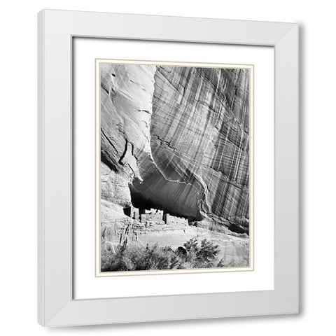 White House Ruin in Canyon de Chelly National Monument, Arizona, 1941 White Modern Wood Framed Art Print with Double Matting by Adams, Ansel