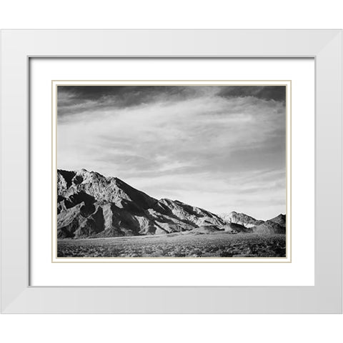 View of mountains near Death Valley, California - National Parks and Monuments, 1941 White Modern Wood Framed Art Print with Double Matting by Adams, Ansel